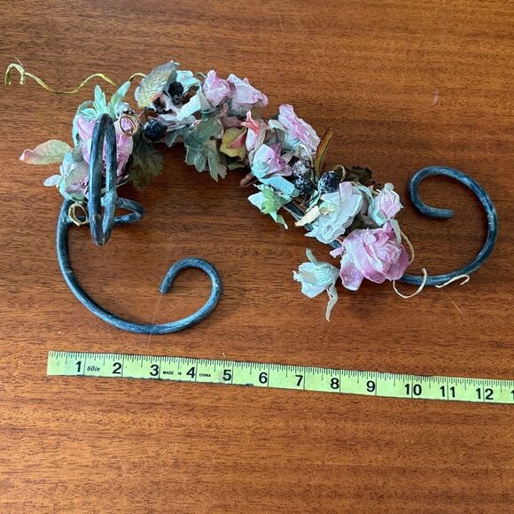 Floral Wall Candle or Vase Holder with Blue and Purple Floral Garland Accents - Picture 11 of 11